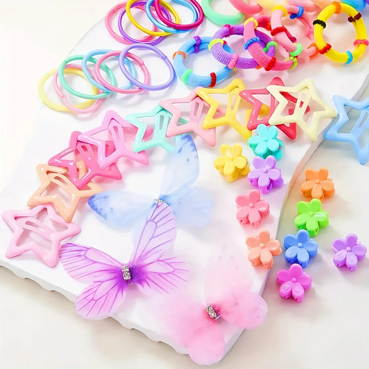 Girls Hair Accessories Set – Colorful Clips, Ties & Bow Headpieces