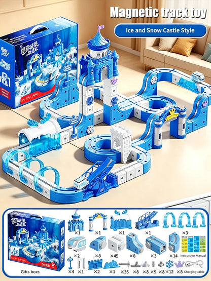 Magnetic Train Toy with DIY Track for Creative Play