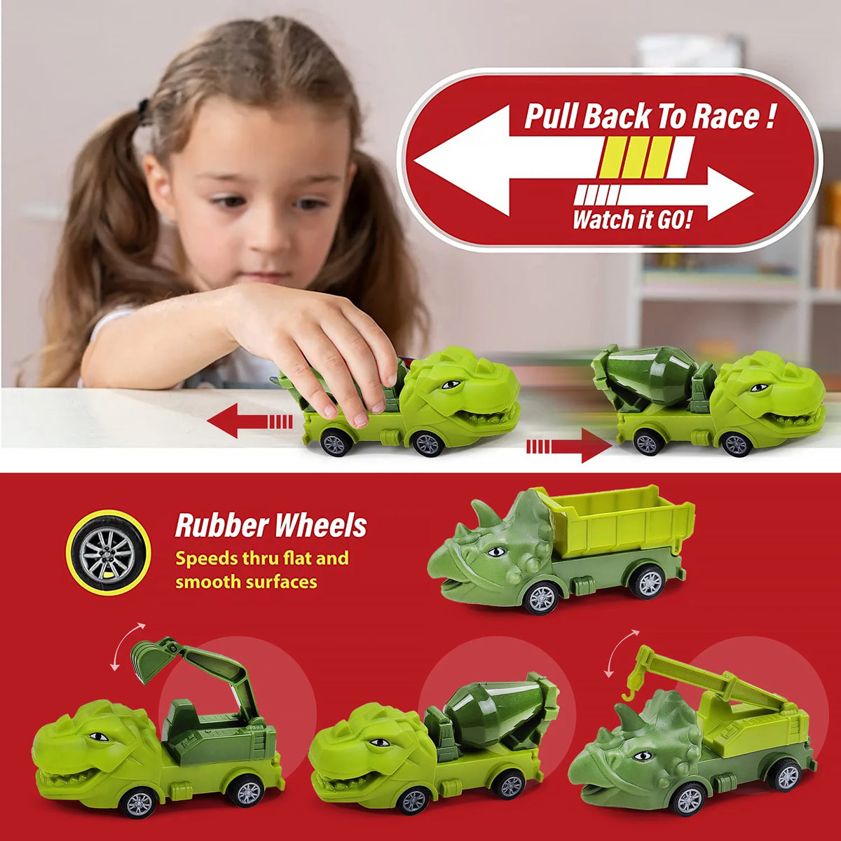 Dinosaur Track Toy – Kids Electric Track Car with Lights