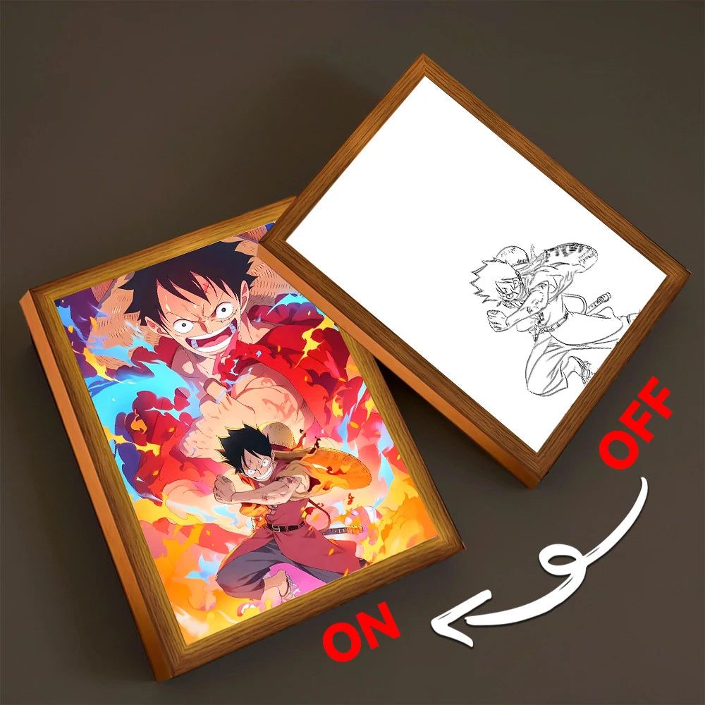 Anime Light Painting Photo Frame with 3-Color LED Night Light
