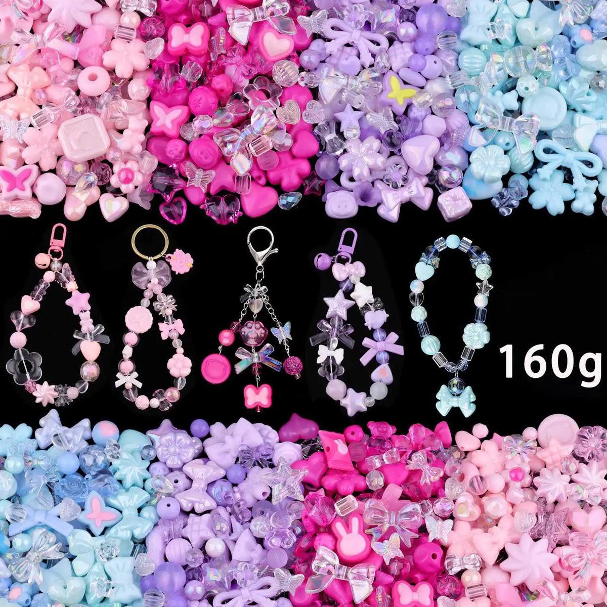 1bag Mixing Style Candy Color Acrylic Beads For DIY Handmade Bracelet Jewelry Making Phone Chain Accessories