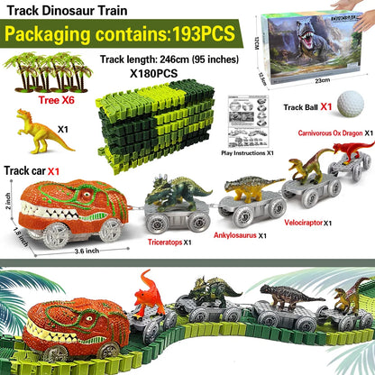 Dinosaur Race Track Toy Set – Flexible Track and Racing Car