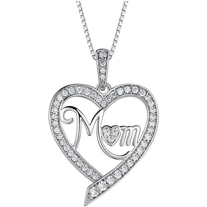 Heart Pendant Necklace, Hollow Heart Rhinestone Jewelry for Women