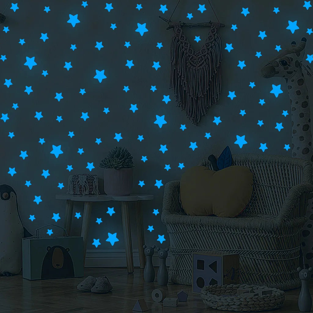 100 Glow in the Dark Star Stickers for Kids Rooms