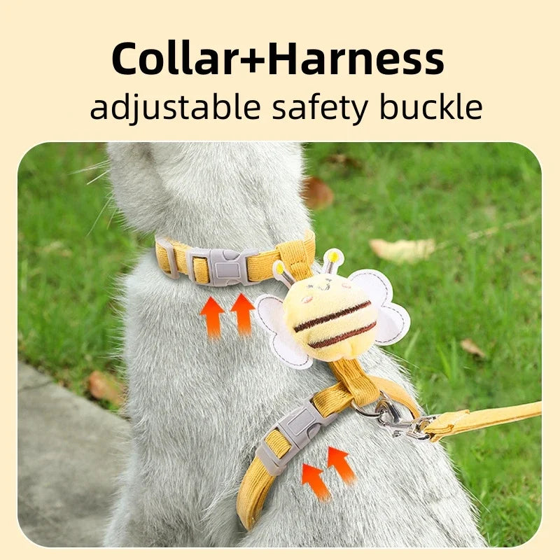 Cat Harness and Leash – Adjustable Bee-Themed Walking Set