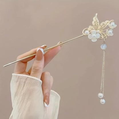 Chinese Hair Stick, Floral Tassel Hairpin for Women & Hairstyles