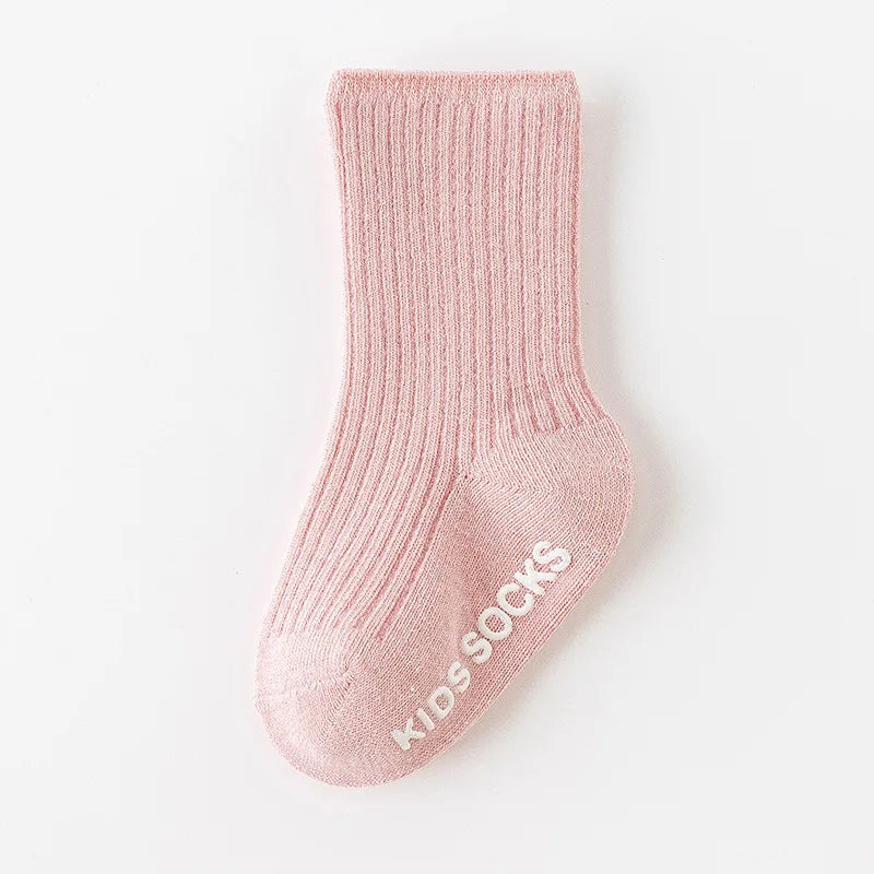 3Pairs/Lot Baby Socks Boys Girls Cotton Stripe Soft Sock Kids Toddler Non-Slip Rubber Grips Floor Socken For 0-3 Years