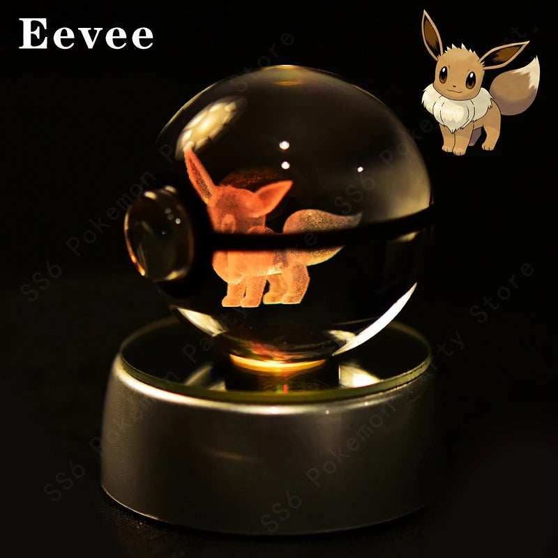 3D Crystal Ball Night Light – LED Glass Lamp with Colorful Base