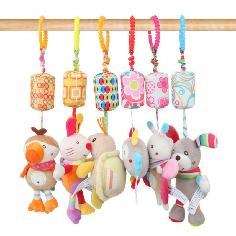 Baby Hanging Rattle – Plush Animal Sensory Toy for Stroller & Crib