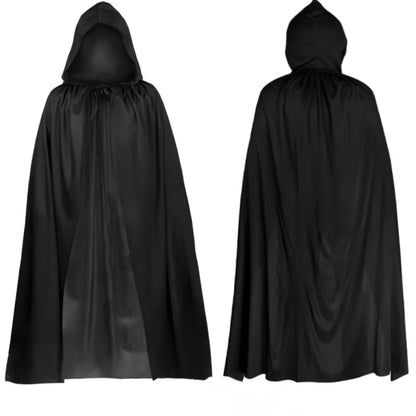 Hooded Halloween Cloak Black Cape – Unisex Witch Cosplay Costume