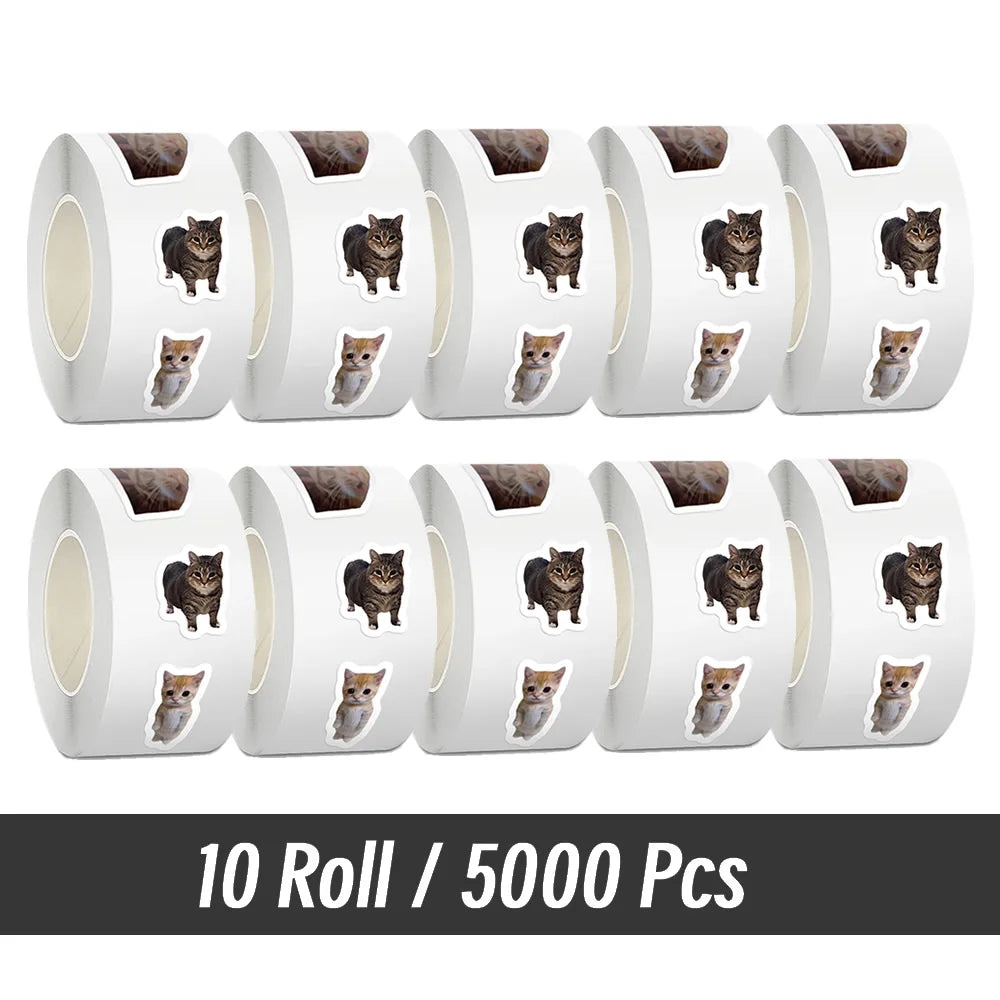 500pcs/roll Cartoon Meme Cat Stickers For School Reward Stickers Classroom Decoration Encouragement Sticker For Student Teacher