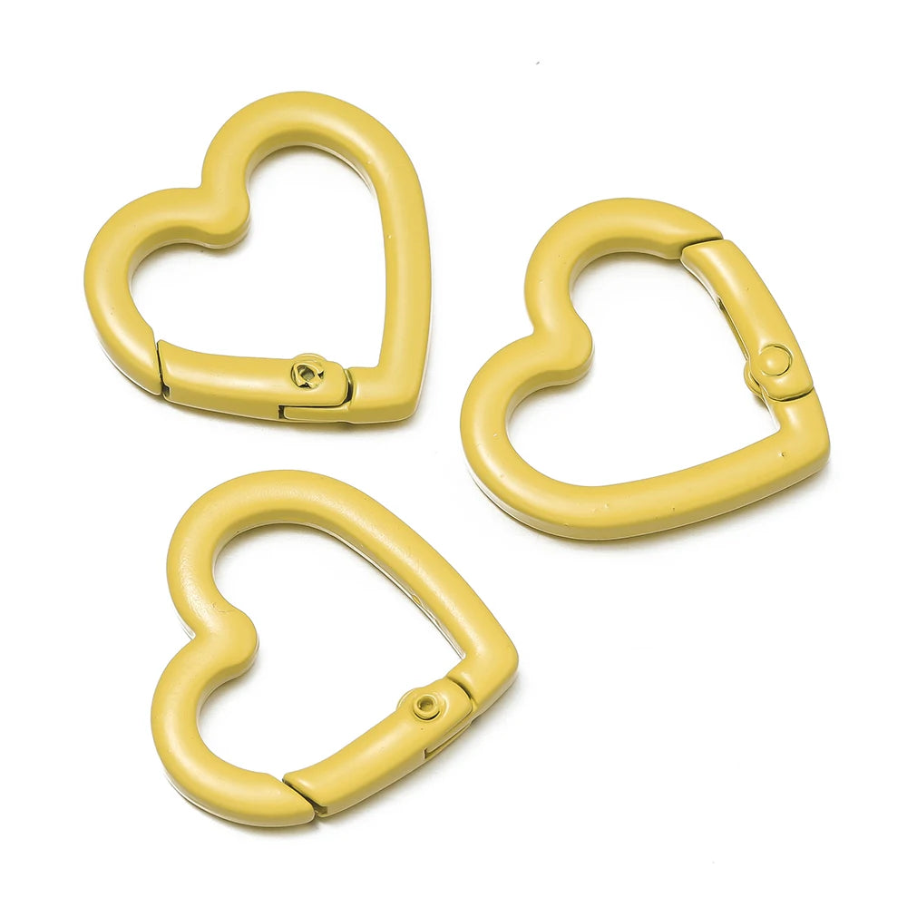 Heart Carabiner Clips, Metal Spring Clasp Keychain Hooks 5pcs