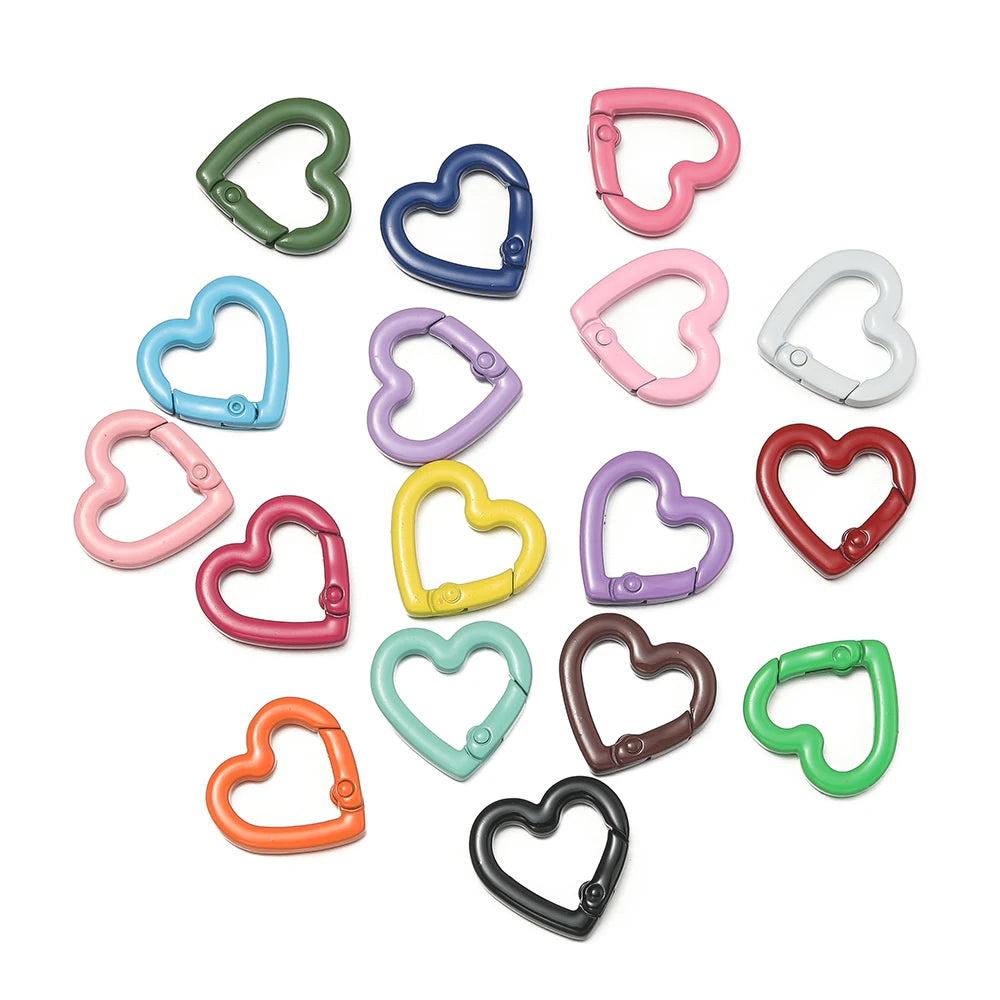 Heart Carabiner Clips, Metal Spring Clasp Keychain Hooks 5pcs