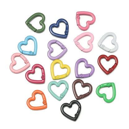 Heart Carabiner Clips, Metal Spring Clasp Keychain Hooks 5pcs