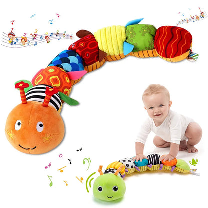 Musical Caterpillar Plush Soft Sensory Rattle Toy for Babies