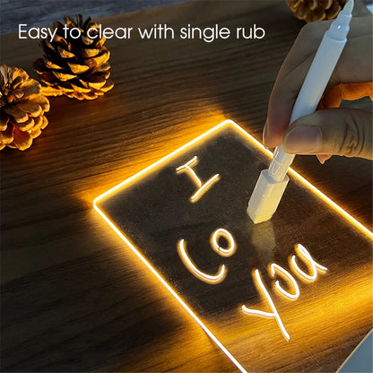 LED Message Board Night Light – USB Acrylic Write-On Lamp