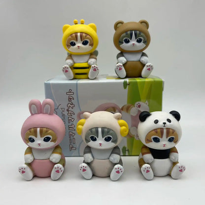 4cm Animal Headwear Action Figure Set – PVC Blind Box