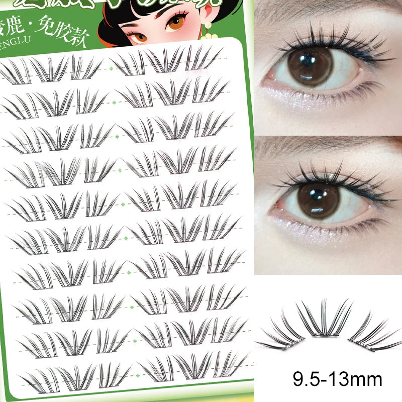 No Glue Needed Idol False Eyelashes Large Capacity 7-9mm Self Adhesive Eyelashes tweezers DIY Lash Extension Cluster Lashes