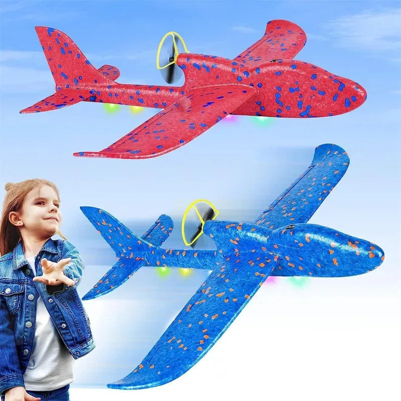 Electric Foam Airplane LED Glider Toy for Outdoor Play