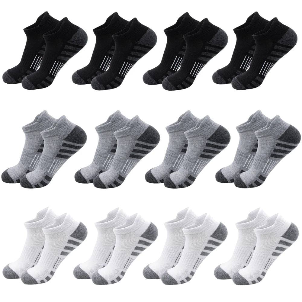 6/24Pairs Ankle Athletic Running Socks Cushioned Breathable Low Cut Sports Tab Socks For Men And Women