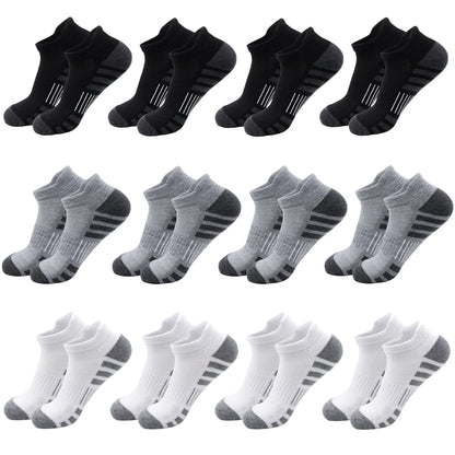 6/24Pairs Ankle Athletic Running Socks Cushioned Breathable Low Cut Sports Tab Socks For Men And Women