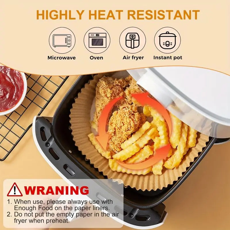 1/100PCS Air Fryer Disposable Paper Square Round Baking Paper Barbecue Plate NonStick Mat Kitchen Oven Oil Absorbing Paper Tool