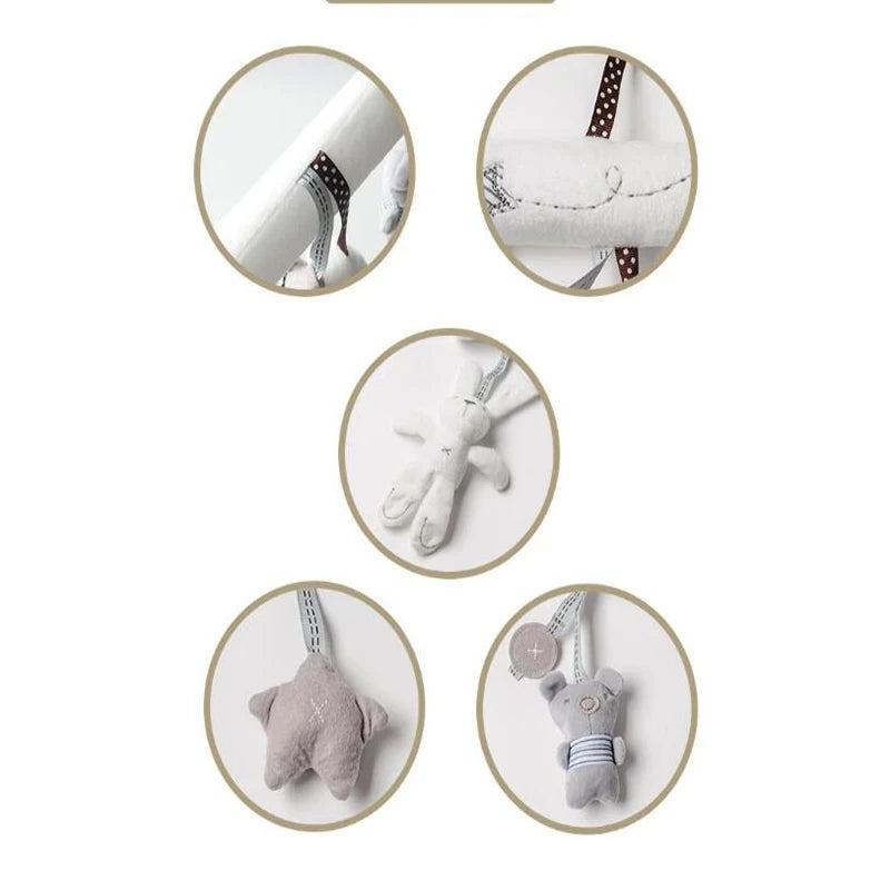 Hanging Baby Crib Toy with Rattle – Bunny & Bear Plush