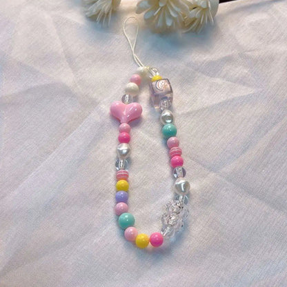Phone Wrist Lanyard, Colorful Beaded Mobile Phone Strap