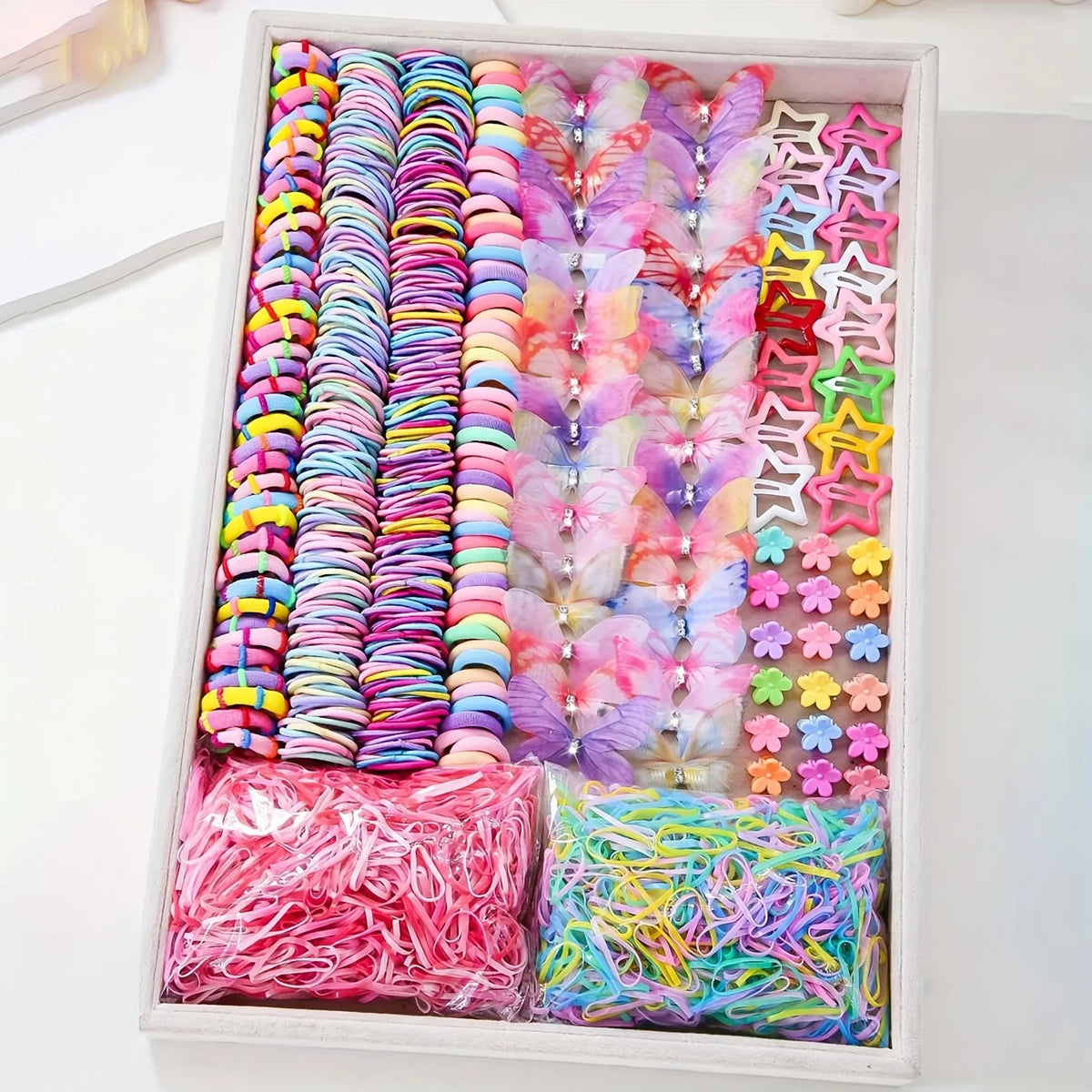 Girls Hair Accessories Set – Colorful Clips, Ties & Bow Headpieces