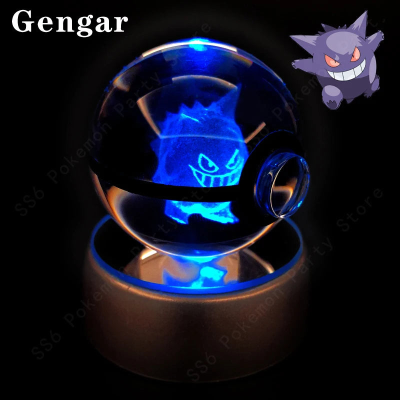 3D Crystal Ball Night Light – LED Glass Lamp with Colorful Base