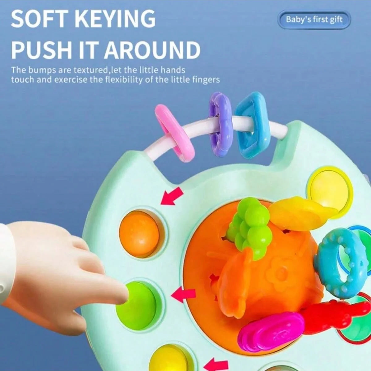 Pull String Toy – Silicone Baby Sensory Teething Montessori Toy