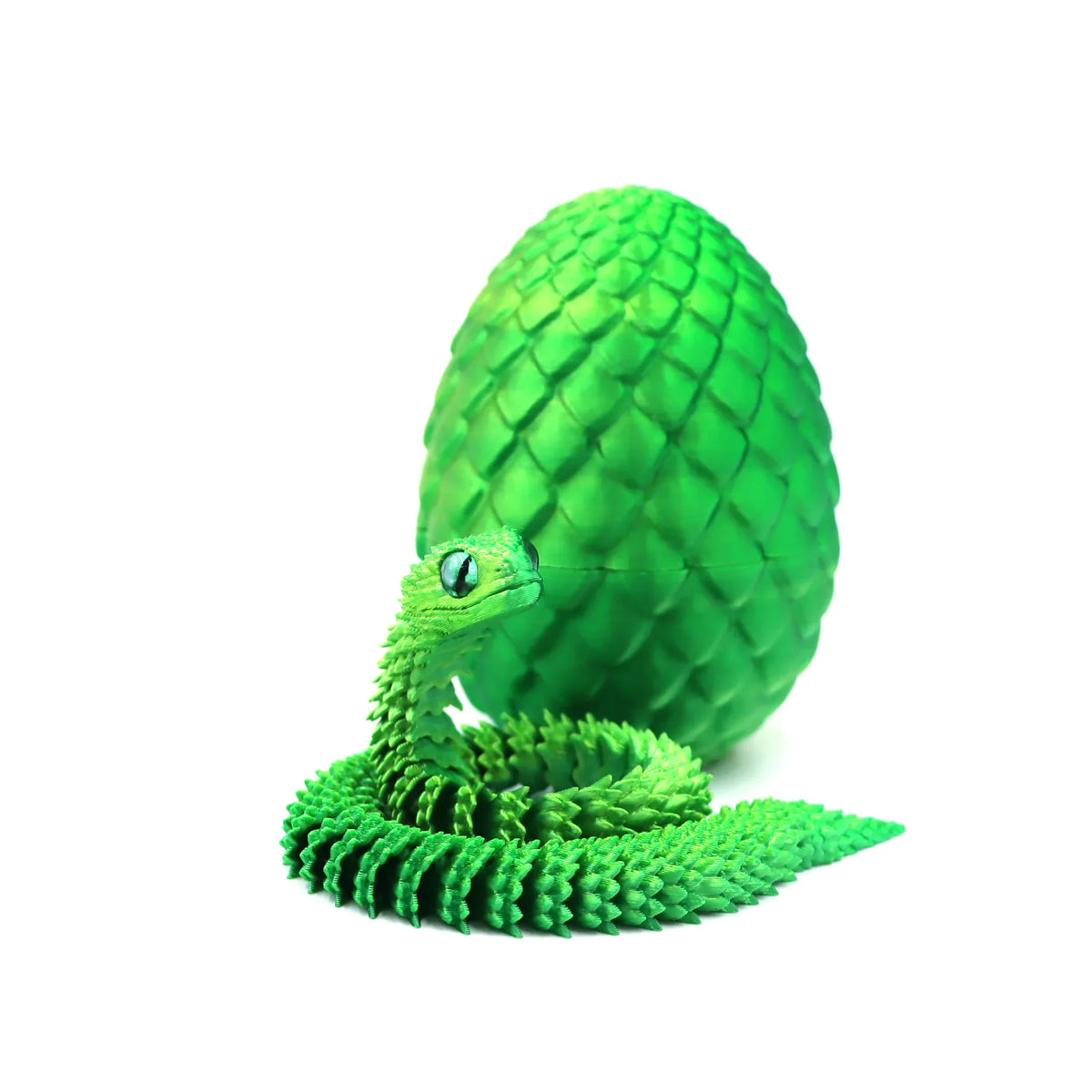 3D Printed Snake Toy – Movable Figure with Egg Ornament