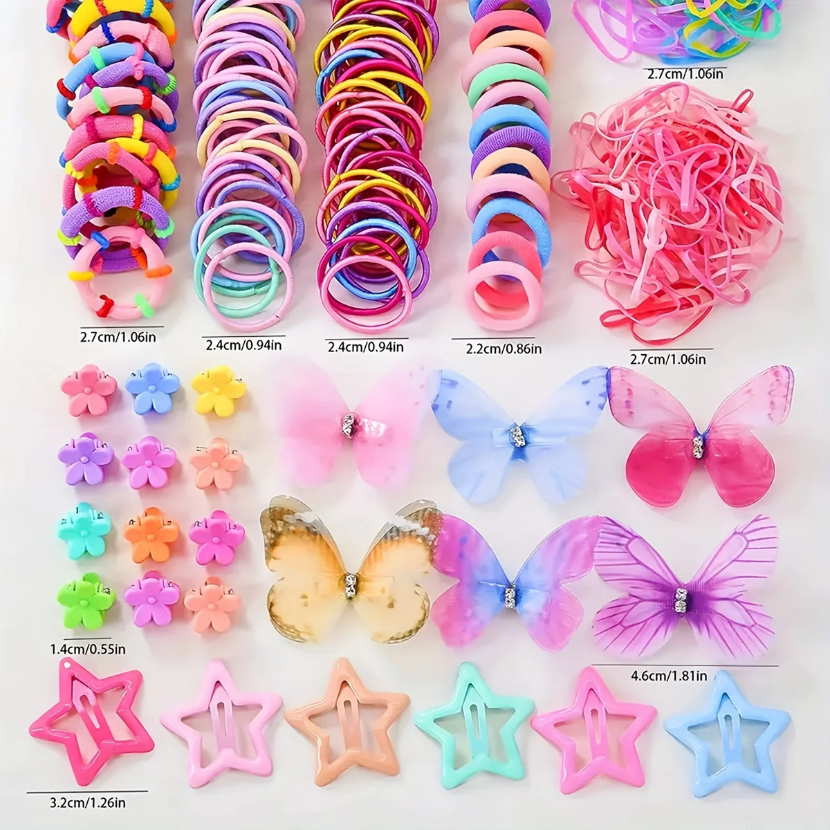 Girls Hair Accessories Set – Colorful Clips, Ties & Bow Headpieces