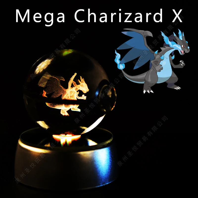 3D Crystal Ball Night Light – LED Glass Lamp with Colorful Base