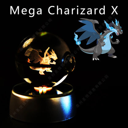 3D Crystal Ball Night Light – LED Glass Lamp with Colorful Base
