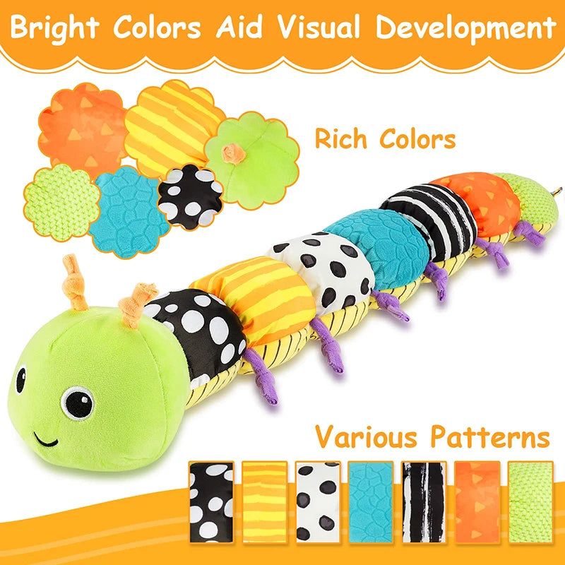 Musical Caterpillar Plush Soft Sensory Rattle Toy for Babies