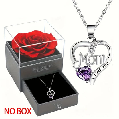 Heart Pendant Necklace, Hollow Heart Rhinestone Jewelry for Women
