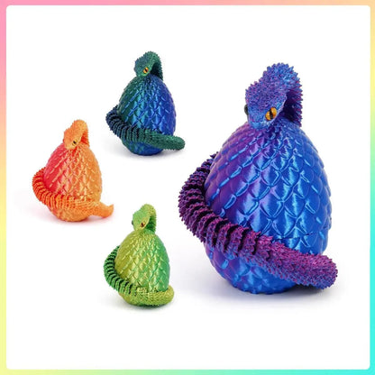 3D Printed Snake Toy – Movable Figure with Egg Ornament