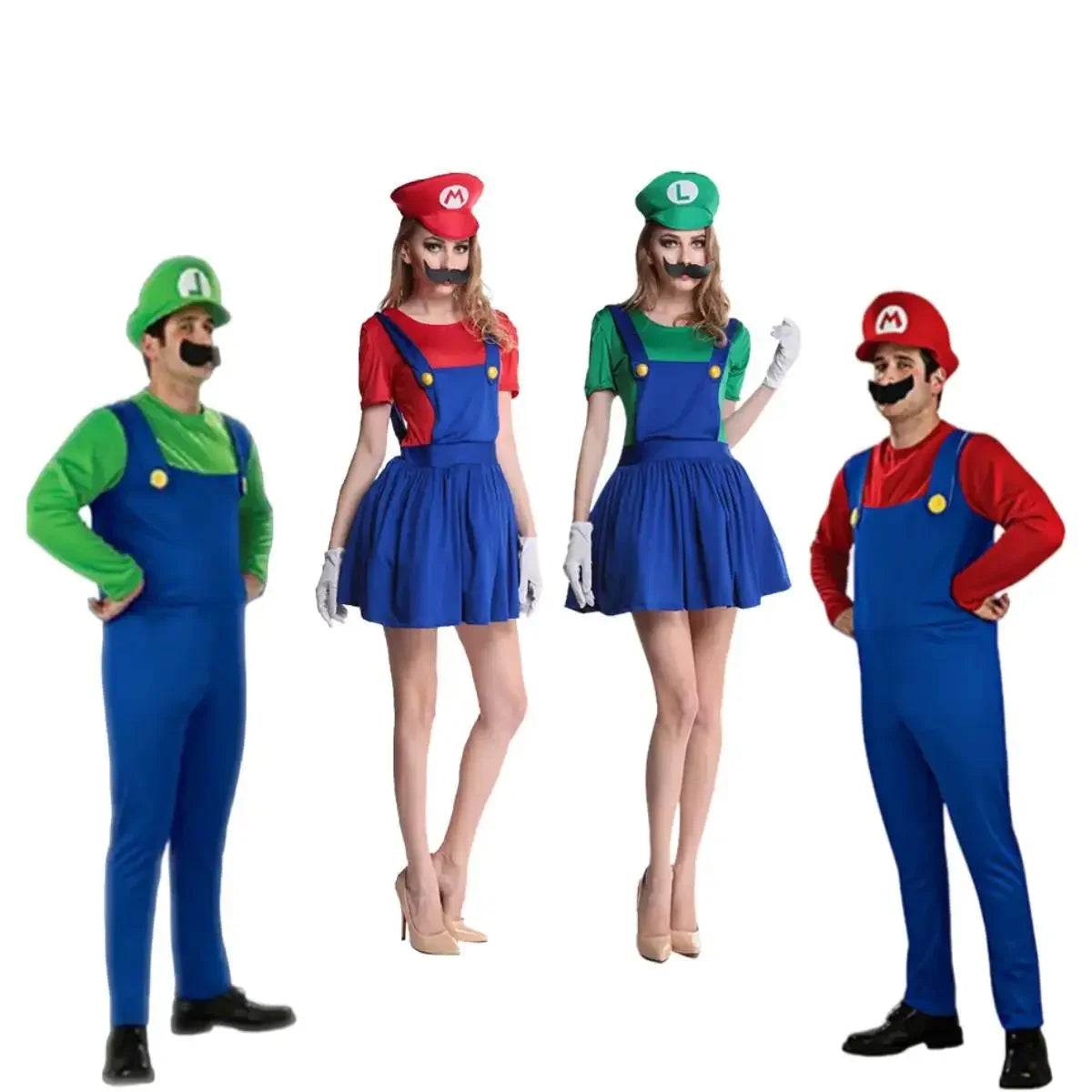 Green Plumber Costume Adult Unisex Set with Hat & Mustache