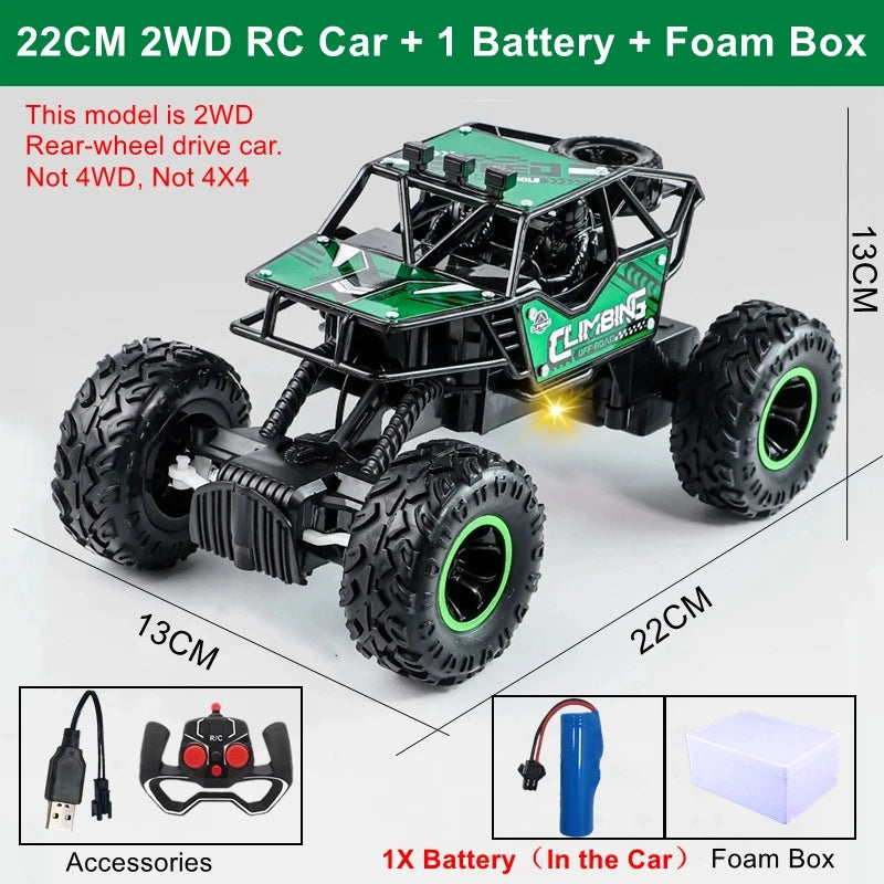 4WD RC Off-Road Climbing Truck with Suspension and LED Lights