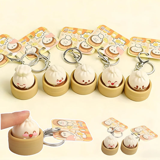 Steamed Bun Keychain Squeeze Fidget Toy Soft Food Shaped 1-8pcs