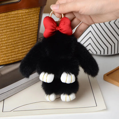 ZAKOL 15cm Fluffy Rabbit Fur Pompon Bunny Keychain Soft Cute Rabbit Toy Key Chain Bag Decoration Accessories Gift for Girls