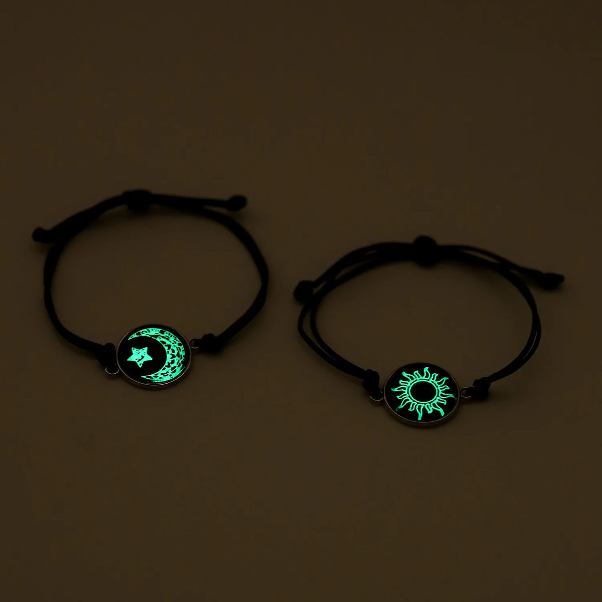 Sun Moon Couple Bracelets, Luminous Matching Rope Bracelets for Couples
