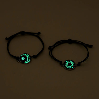 Sun Moon Couple Bracelets, Luminous Matching Rope Bracelets for Couples