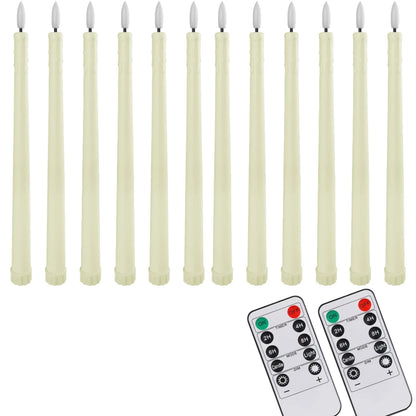 LED Flameless Taper Candles with Remote and Timer, 12/24 Pack