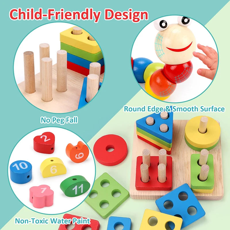 Montessori Wooden Toys – Educational Learning Set for Babies & Kids