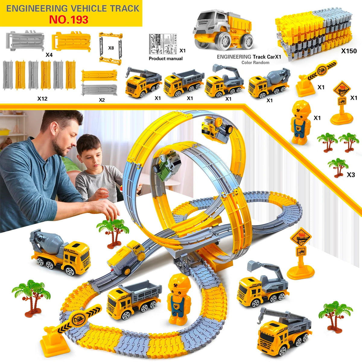 Flexible Race Track Toy Car with Magic Climbing Action