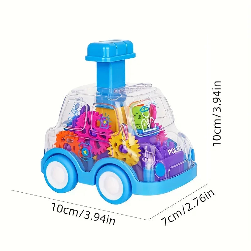 Transparent Gear Toy Car – Press and Go Inertial Vehicle