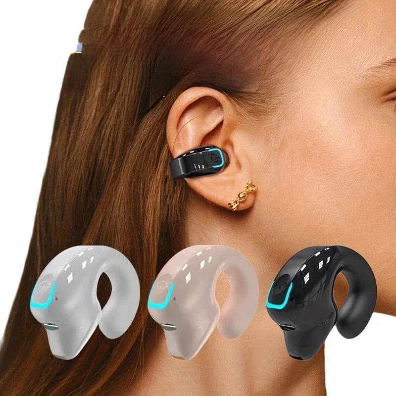 Open Ear Wireless Headphones with Clip-On Design and Microphone