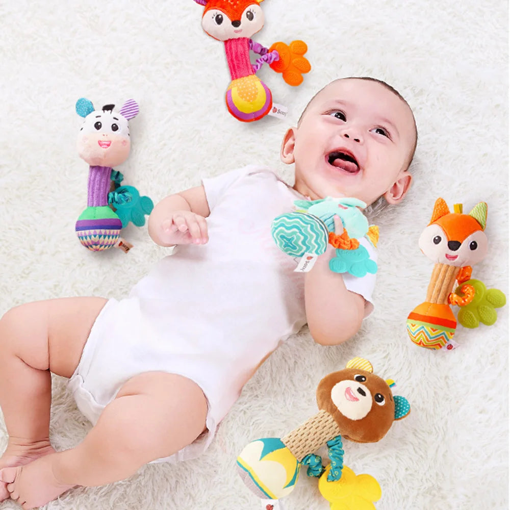 Baby Rattle Toy Soft Plush Animal Sensory Rattle for Newborns
